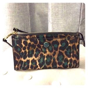 GUC Blue/Green Coach Ocelot zippered wristlet